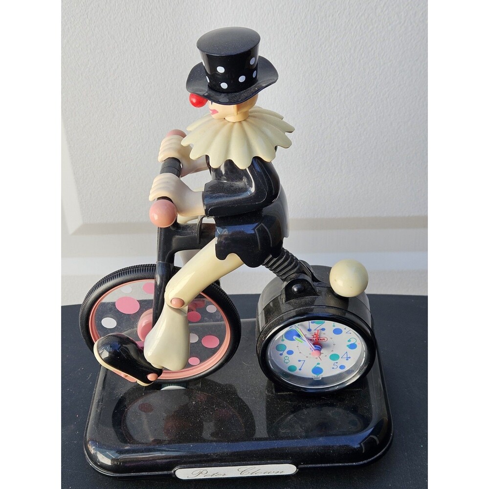 Vtg. Peter Clown Moving Musical Animated Alarm Clock  NOT TESTED